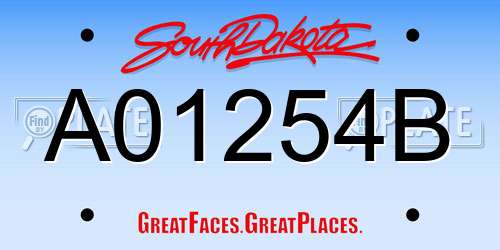 A01254B South Dakota License Plate