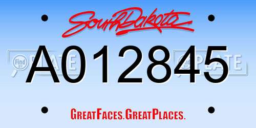 A012845 South Dakota License Plate