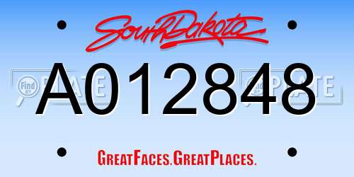 A012848 South Dakota License Plate