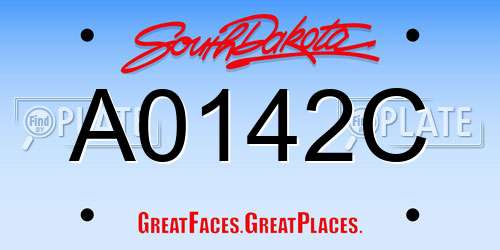 A0142C South Dakota License Plate