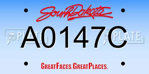 A0147C South Dakota License Plate