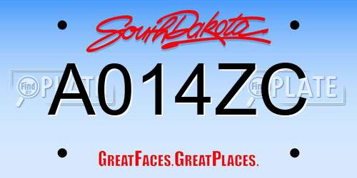 A014ZC South Dakota License Plate