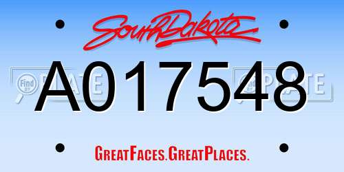 A017548 South Dakota License Plate