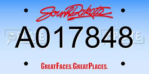 A017848 South Dakota License Plate