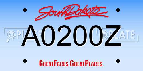 A0200Z South Dakota License Plate