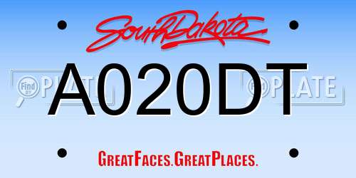 A020DT South Dakota License Plate