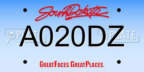 A020DZ South Dakota License Plate