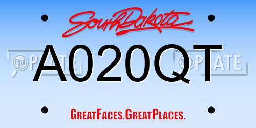 A020QT South Dakota License Plate