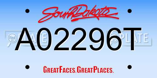 A02296T South Dakota License Plate