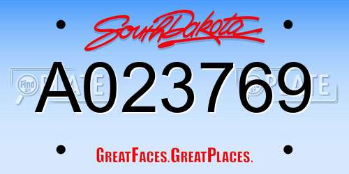 A023769 South Dakota License Plate