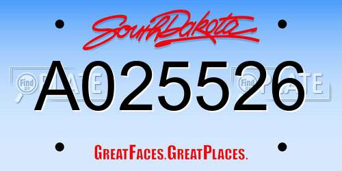 A025526 South Dakota License Plate