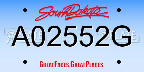 A02552G South Dakota License Plate