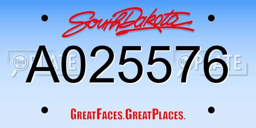 A025576 South Dakota License Plate