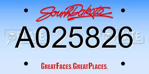 A025826 South Dakota License Plate