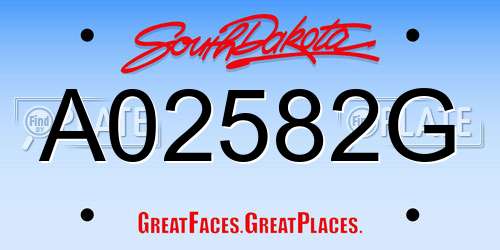 A02582G South Dakota License Plate