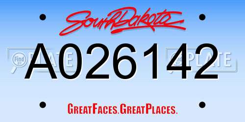 A026142 South Dakota License Plate