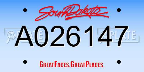 A026147 South Dakota License Plate