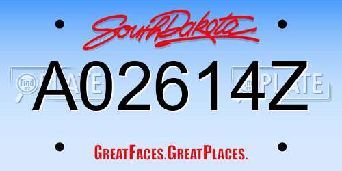 A02614Z South Dakota License Plate