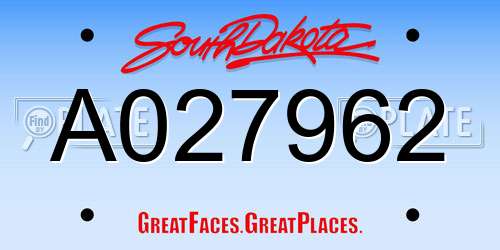 A027962 South Dakota License Plate