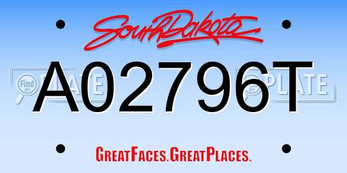 A02796T South Dakota License Plate