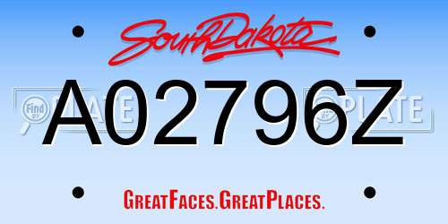 A02796Z South Dakota License Plate