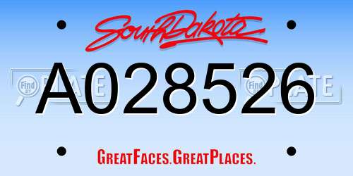 A028526 South Dakota License Plate