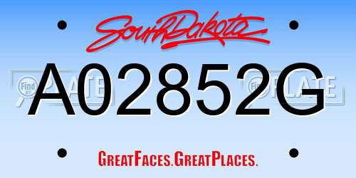 A02852G South Dakota License Plate