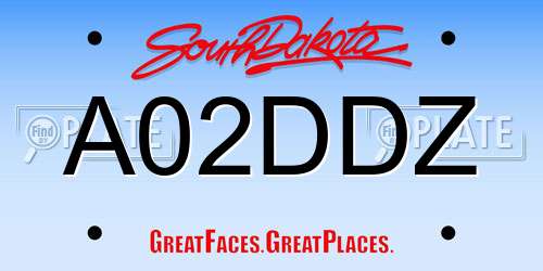 A02DDZ South Dakota License Plate