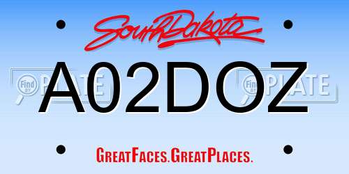 A02DOZ South Dakota License Plate