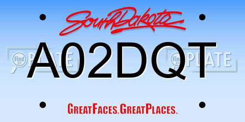 A02DQT South Dakota License Plate