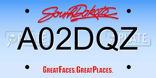 A02DQZ South Dakota License Plate