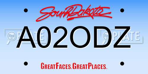 A02ODZ South Dakota License Plate