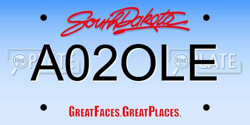 A02OLE South Dakota License Plate