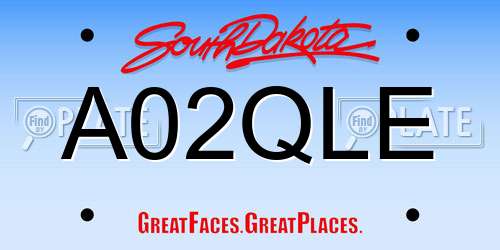 A02QLE South Dakota License Plate