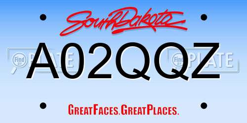 A02QQZ South Dakota License Plate