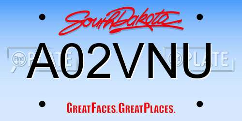 A02VNU South Dakota License Plate