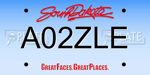 A02ZLE South Dakota License Plate