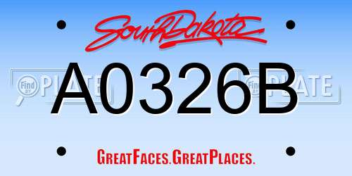 A0326B South Dakota License Plate