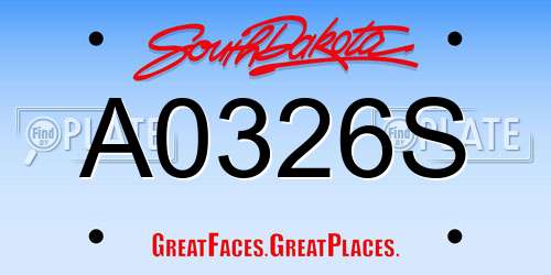 A0326S South Dakota License Plate