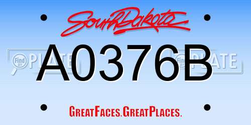 A0376B South Dakota License Plate