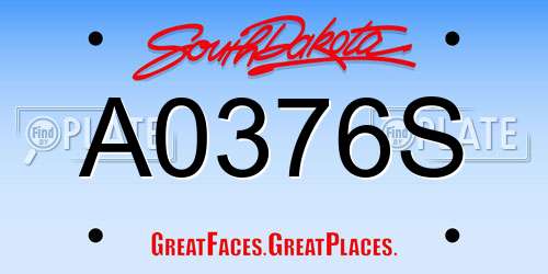 A0376S South Dakota License Plate
