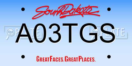 A03TGS South Dakota License Plate