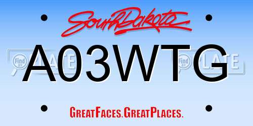 A03WTG South Dakota License Plate