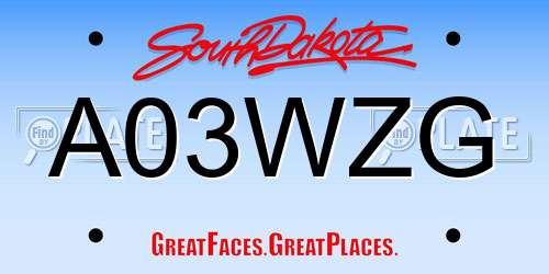 A03WZG South Dakota License Plate