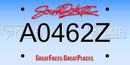 A0462Z South Dakota License Plate