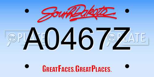 A0467Z South Dakota License Plate