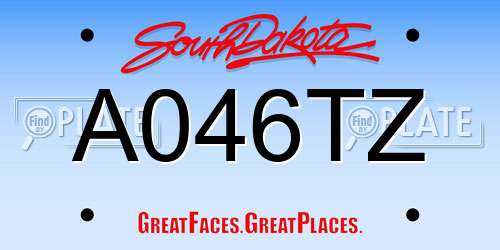 A046TZ South Dakota License Plate