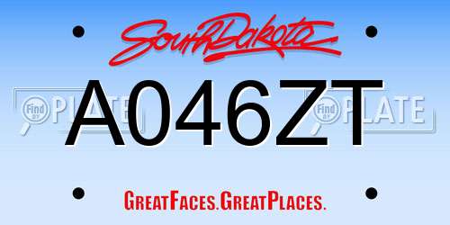 A046ZT South Dakota License Plate