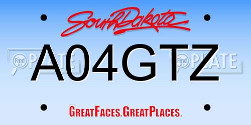A04GTZ South Dakota License Plate