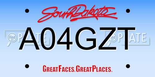 A04GZT South Dakota License Plate